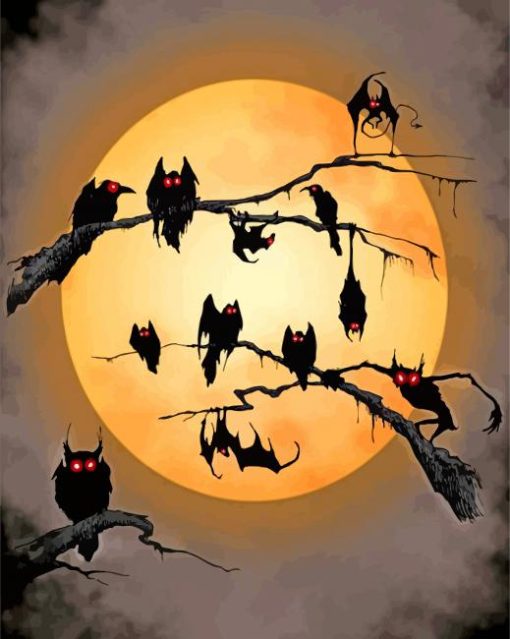 Bats Silhouettes paint by numbers