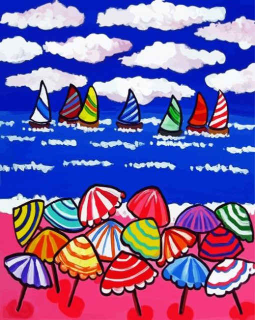 Colorful Beach Umbrellas paint by numbers