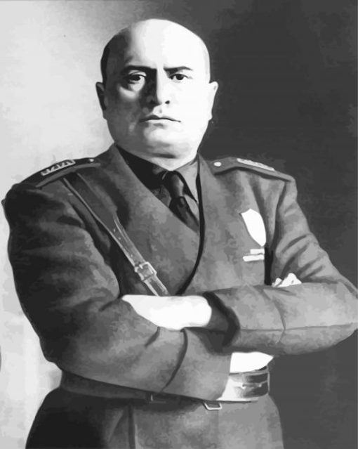 Monochrome Benito Mussolini paint by numbers