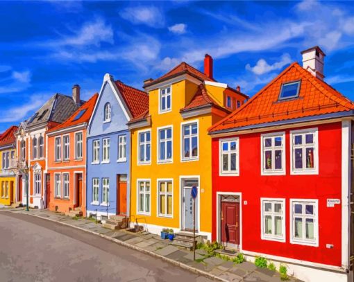 Bergen Colorful Houses paint by numbers