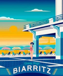 Biarritz Beach Poster paint by numbers