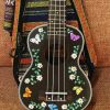 Black Floral Ukulele paint by numbers