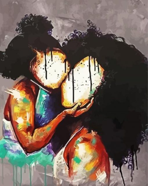 Black Mother And Her Daughter paint by numbers