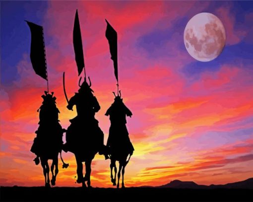 Brave Samurais Silhouettes paint by numbers