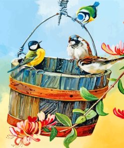 Birds On Bucket paint by numbers