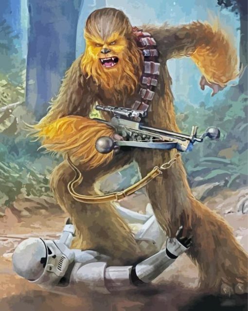 Stormtrooper And Chewbacca Fight paint by numbers