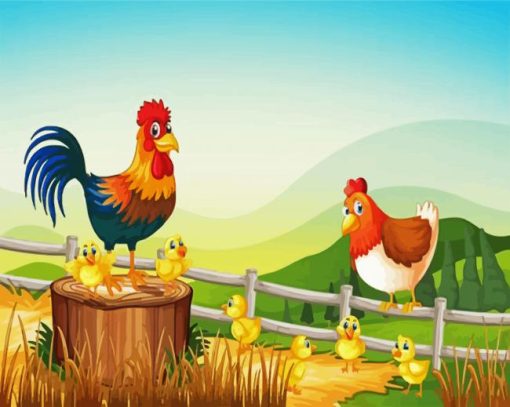 Chickens Family paint by numbers