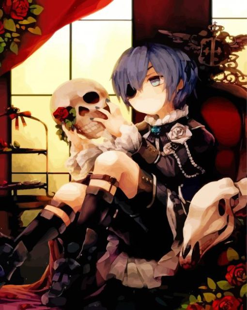 Ciel Phantomhive And Skull paint by numbers
