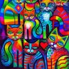 Colorful Whimsical Cats paint by numbers