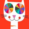 Aesthetic Colorful Cat paint byn umbers