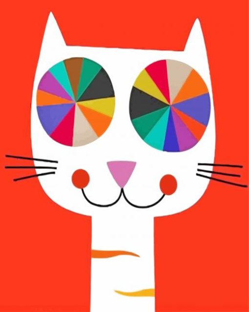Aesthetic Colorful Cat paint byn umbers