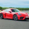Red Porsche Cayman paint by numbers