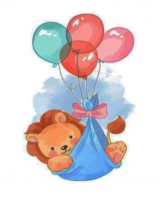 Baby Leo And Balloons paint by numbers