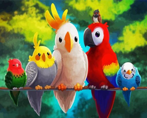 Cute Birds On Branch paint by numbers