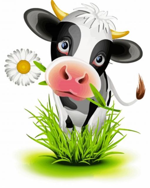 Little Cow With Flower paint by numbers