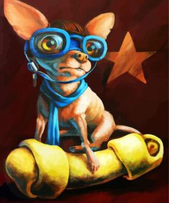 Dog With Helmet And Glasses paint by numbers