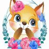 Cute Fox With Flowers paint by numbers