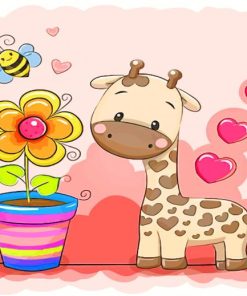 Cute Giraffe And Plant paint by numbers
