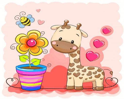 Cute Giraffe And Plant paint by numbers