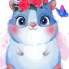 Hamster With Flowers Crown paint by numbers