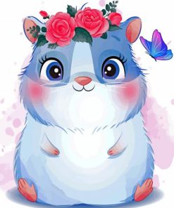 Hamster With Flowers Crown paint by numbers