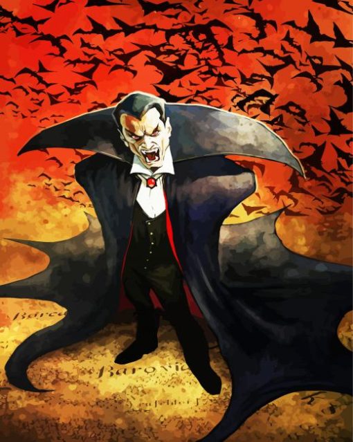 Dracula Man With Bats paint by numbers