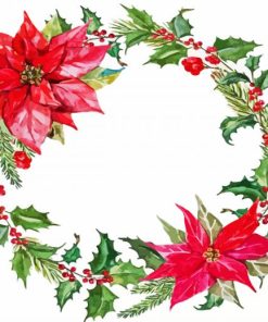 Floral Christmas Wreath paint by numbers