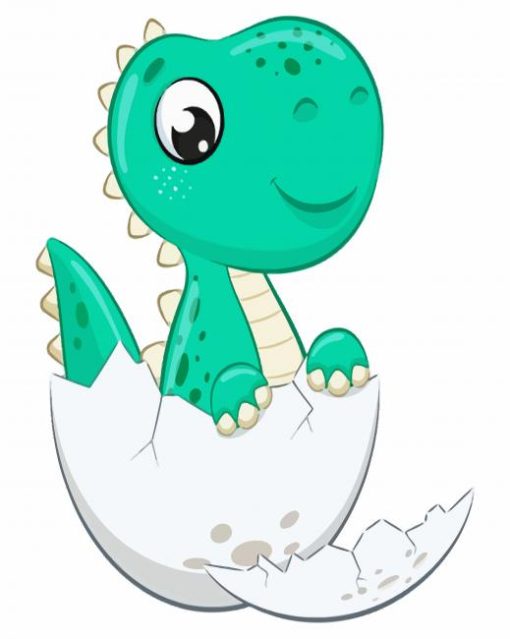 Green Cute Dinosaur paint by numbers