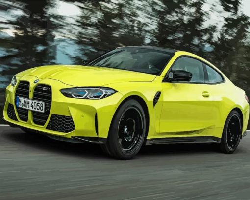 Yellow Coupe BMW paint by numbers