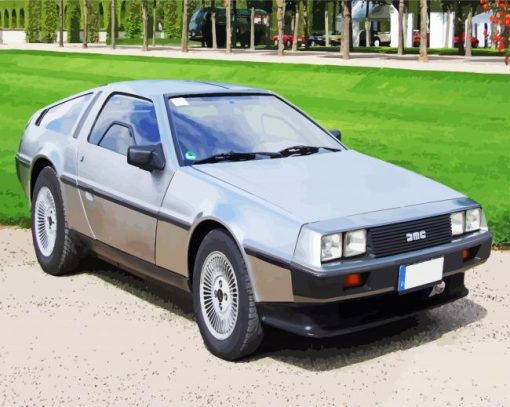 Grey Delorean Car paint by numbers