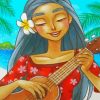 Hawaiian Girl Playing Ukulele paint by numbers