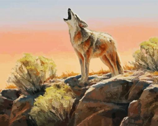 Howling Coyote paint by numbers