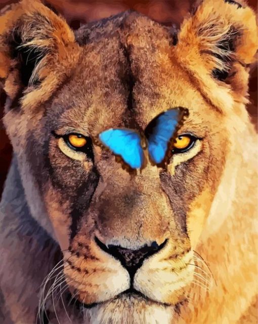 Lioness And Butterfly paint by numbers