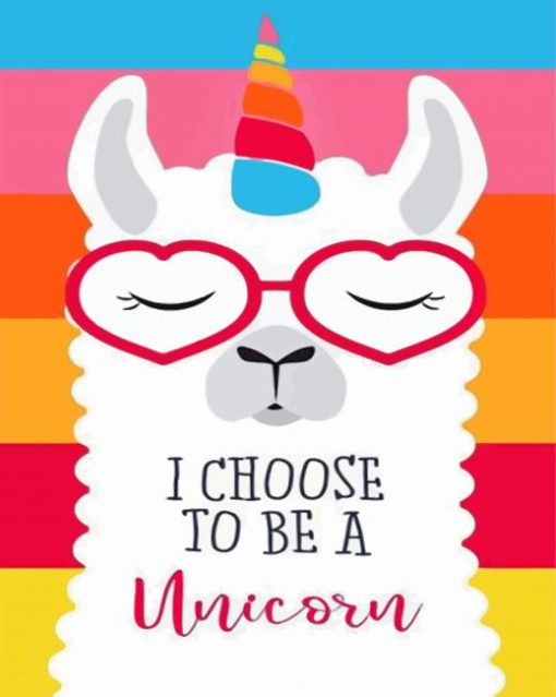 Llama Unicorn With Glasses paint by numbers
