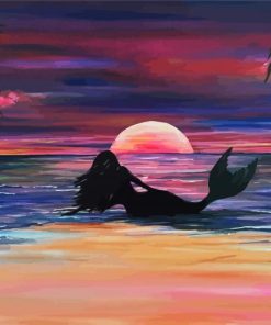 Mermaid Silhouette On Beach paint by numbers