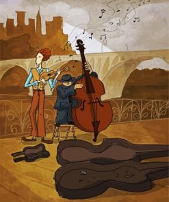 Musicians Playing Cello And Ukulele paint by numbers
