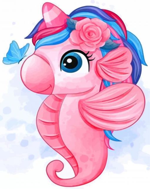 Pink Seahorse paint by numbers