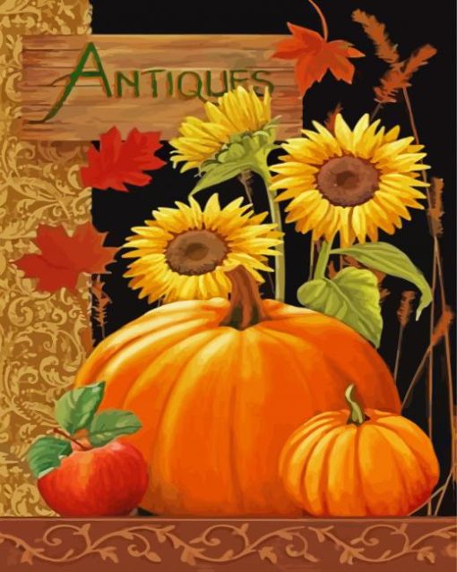 Pumpkins And Sunflowers paint by numbers