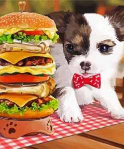 Hamburger And Puppy paint by numbers