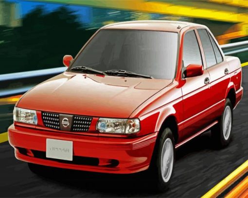 Red Nissan Tsuru Car paint by numbers