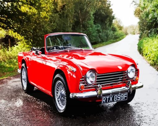 Red Classic Triumph Car paint by numbers