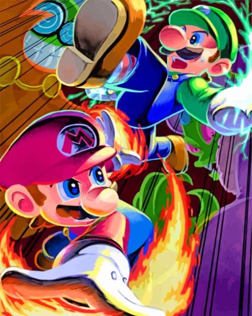 Super Mario And Luigi paint by numbers