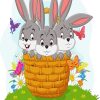Three Rabbit In Basket paint by numbers