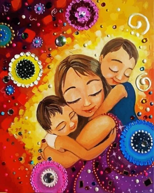 Twins With Their Mother paint by numbers