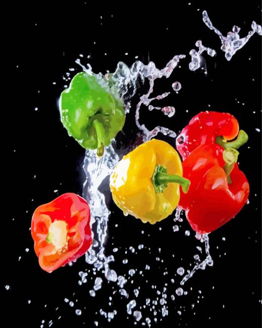 Vegetables Splash Water paint by numbers