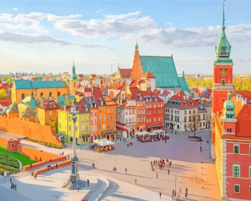 Warsaw Town Buildings paint by numbers