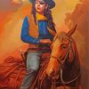 Western Lady On A Horse paint by numbers