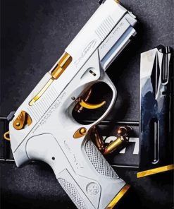 White Gun Weapon paint by numbers