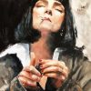 Woman Smoking Cigarette paint by numbers