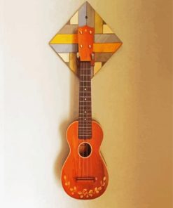 Wooden Brown Ukulele paint by numbers